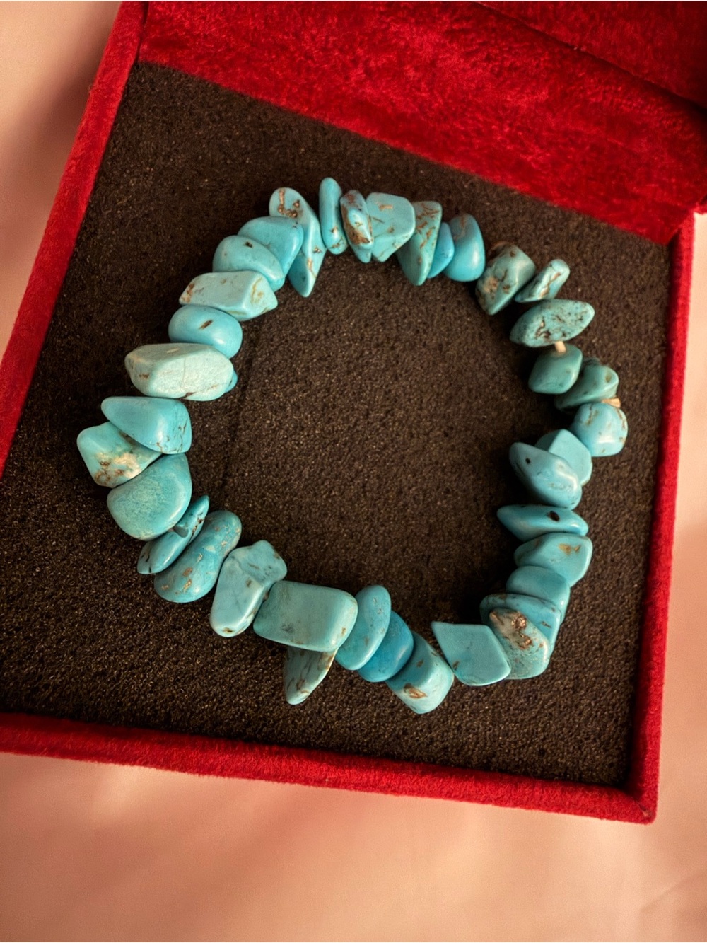 Turquoise Chip Stretch Bracelet - Vibrant Blue Gemstone
